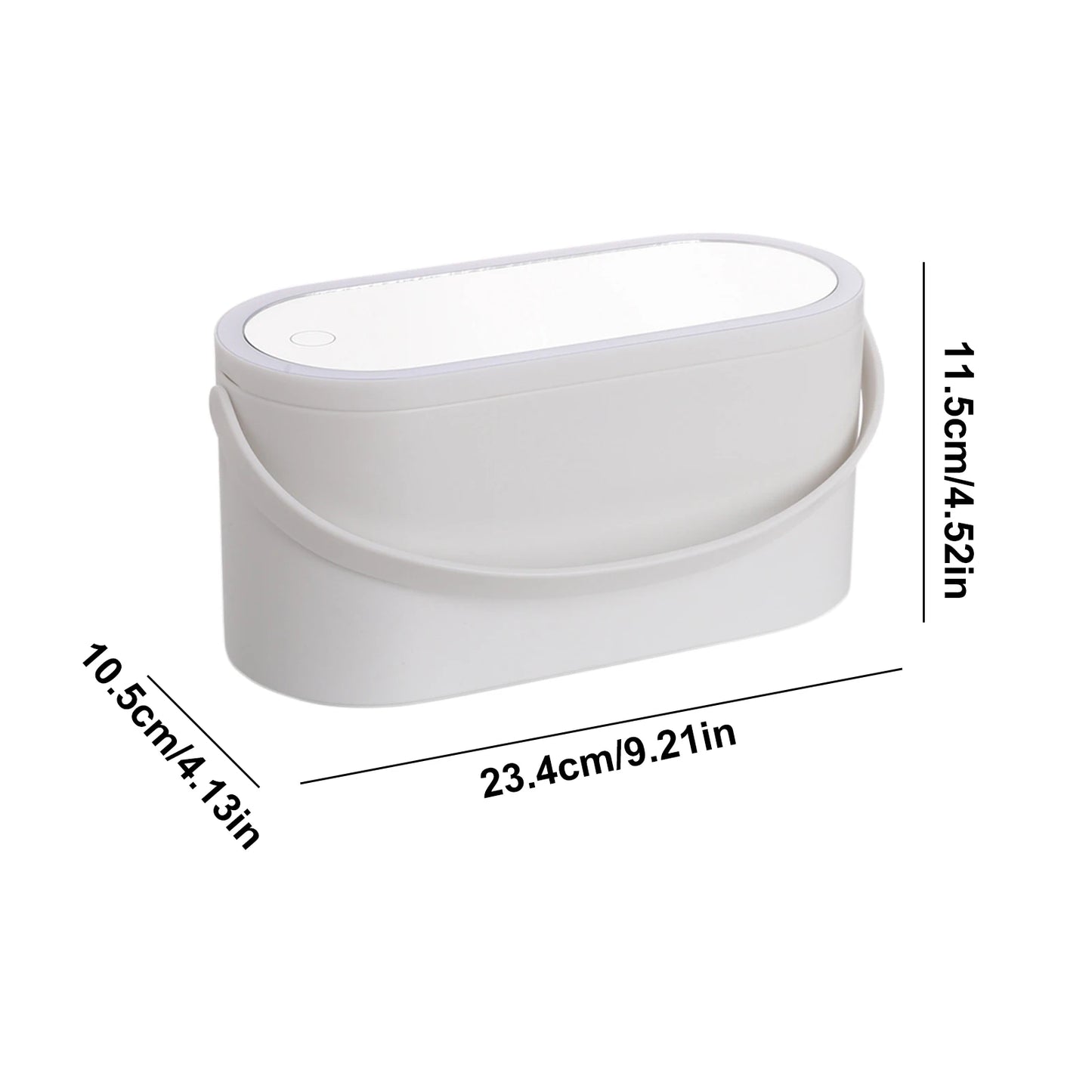 Portable makeup case with lighted mirror