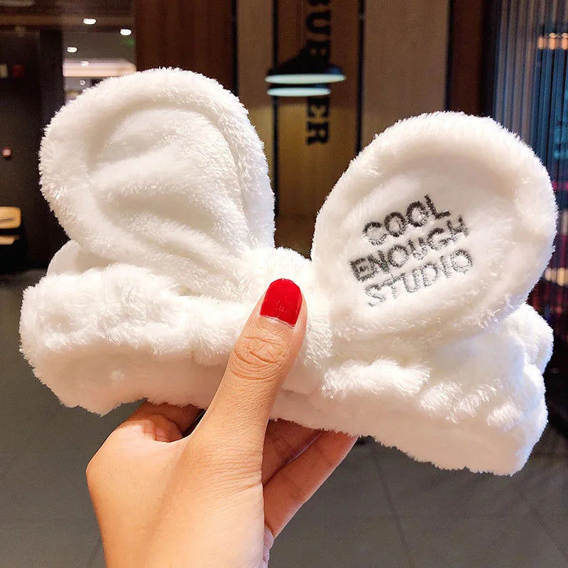 π Soft Coral Fleece Bow Headband β Animal Ears & Turban Style π