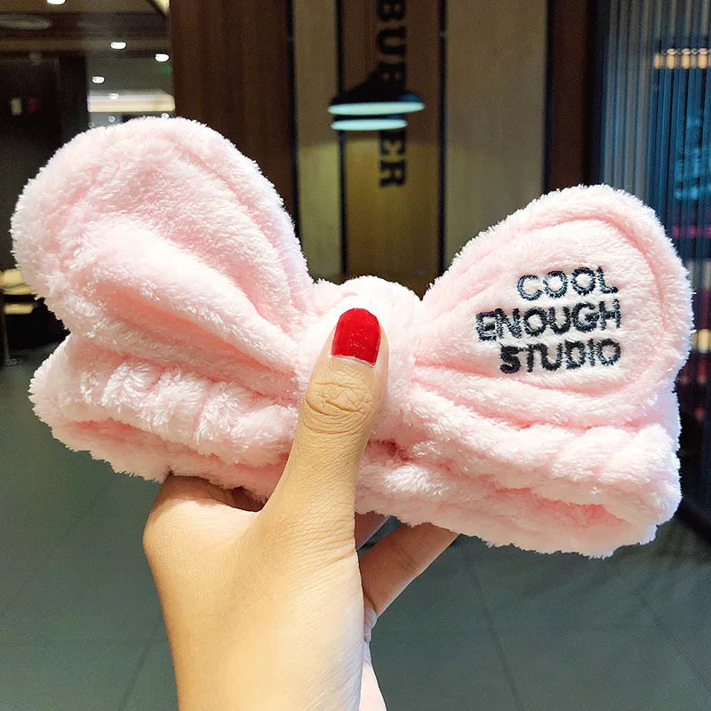 π Soft Coral Fleece Bow Headband β Animal Ears & Turban Style π