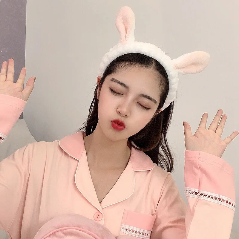 π Soft Coral Fleece Bow Headband β Animal Ears & Turban Style π