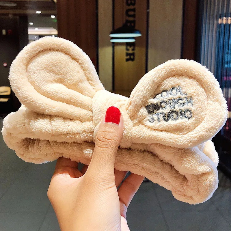 π Soft Coral Fleece Bow Headband β Animal Ears & Turban Style π