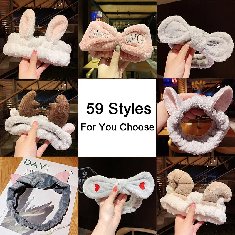 π Soft Coral Fleece Bow Headband β Animal Ears & Turban Style π