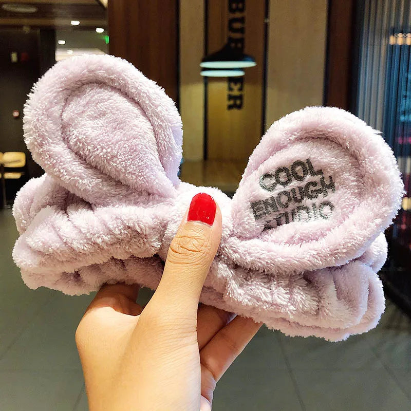 π Soft Coral Fleece Bow Headband β Animal Ears & Turban Style π