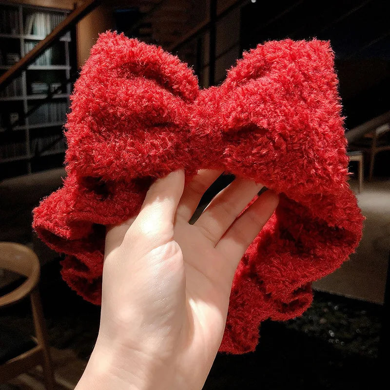 π Soft Coral Fleece Bow Headband β Animal Ears & Turban Style π