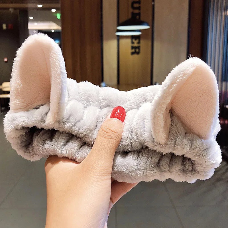 π Soft Coral Fleece Bow Headband β Animal Ears & Turban Style π