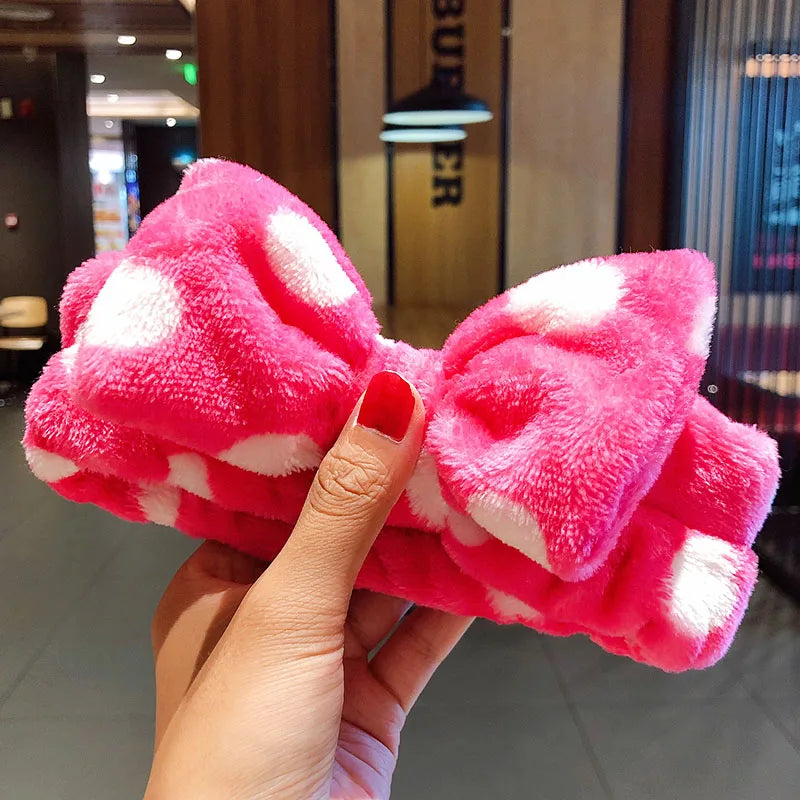 π Soft Coral Fleece Bow Headband β Animal Ears & Turban Style π