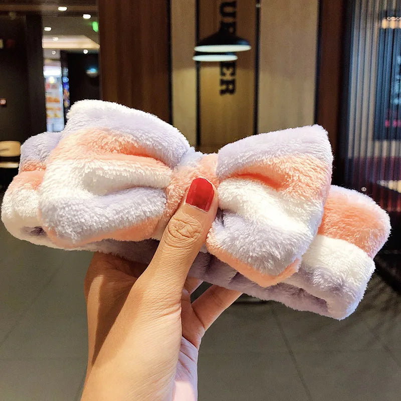 π Soft Coral Fleece Bow Headband β Animal Ears & Turban Style π