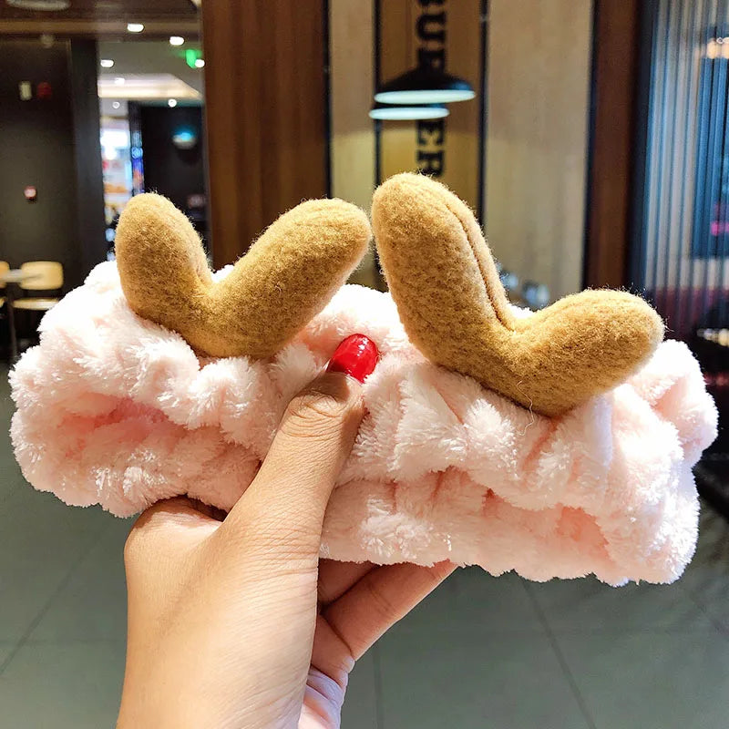 π Soft Coral Fleece Bow Headband β Animal Ears & Turban Style π