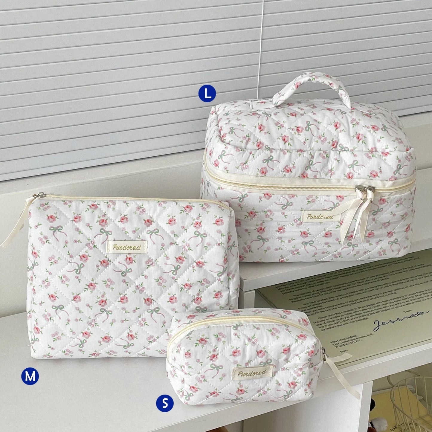 ✨ Cute Quilted Cotton Makeup Bag ✨