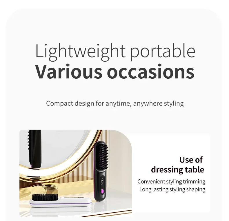 Cordless portable hair straightener