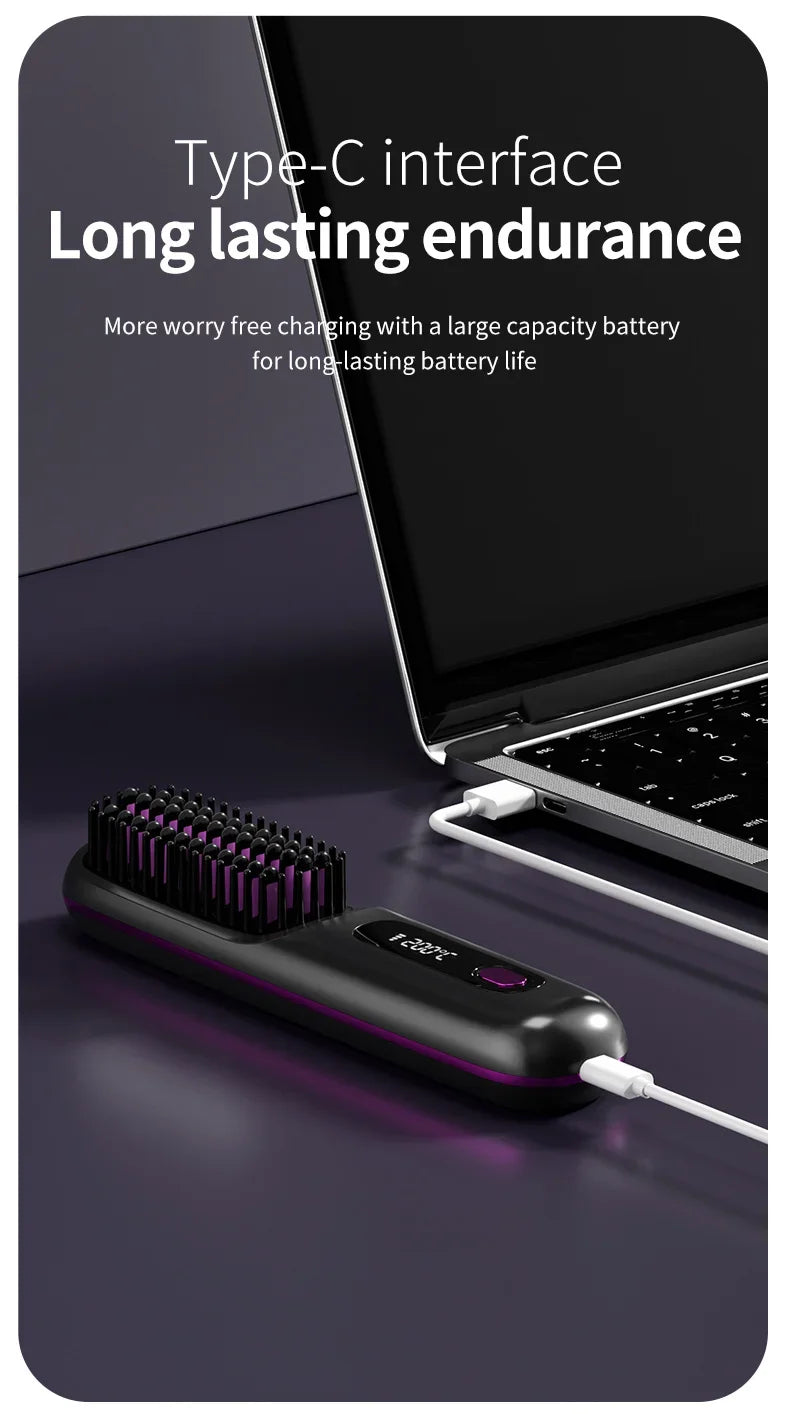 Cordless portable hair straightener