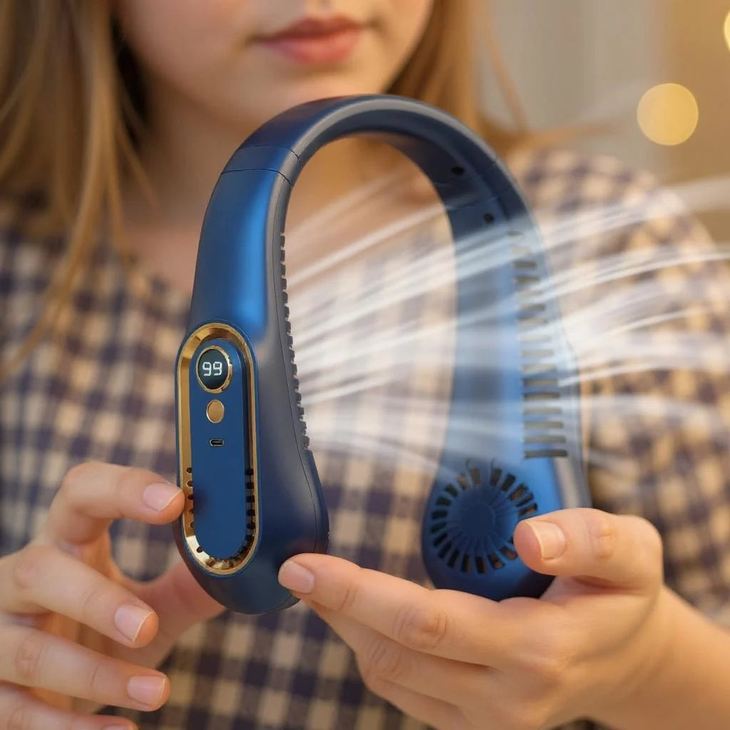 360º Portable Neck Fan — Rechargeable & Foldable