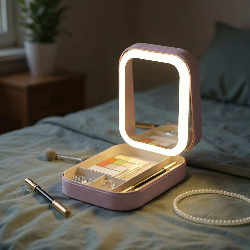Makeup Storage Box With LED Light Portable