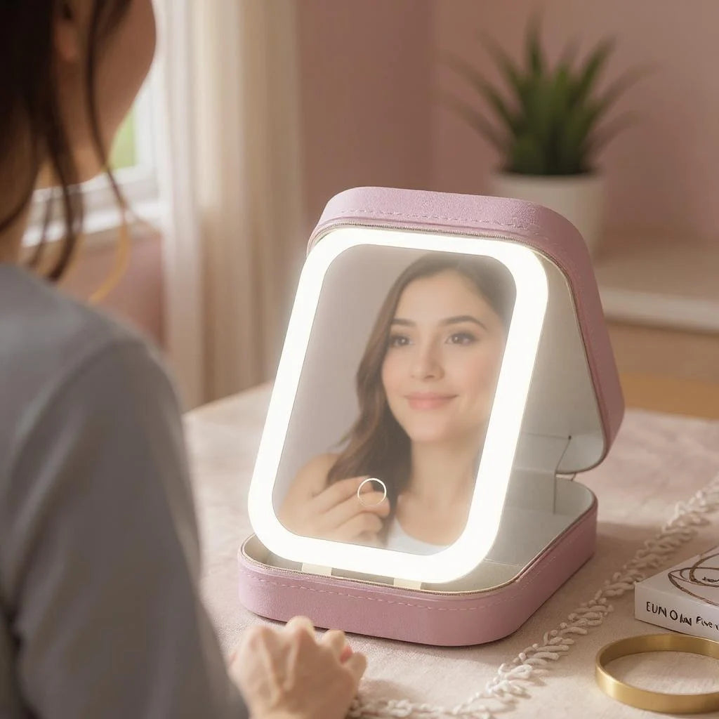 Makeup Storage Box With LED Light Portable