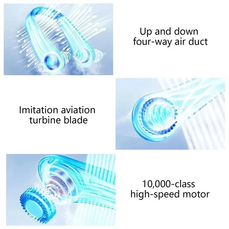 360º Portable Neck Fan — Rechargeable & Foldable