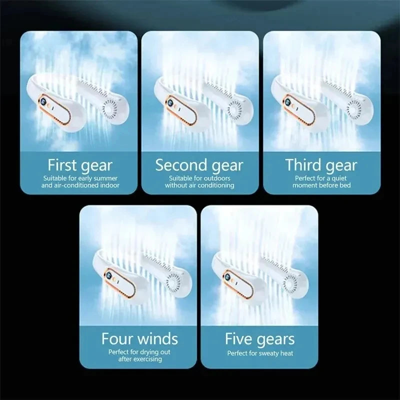 360º Portable Neck Fan — Rechargeable & Foldable