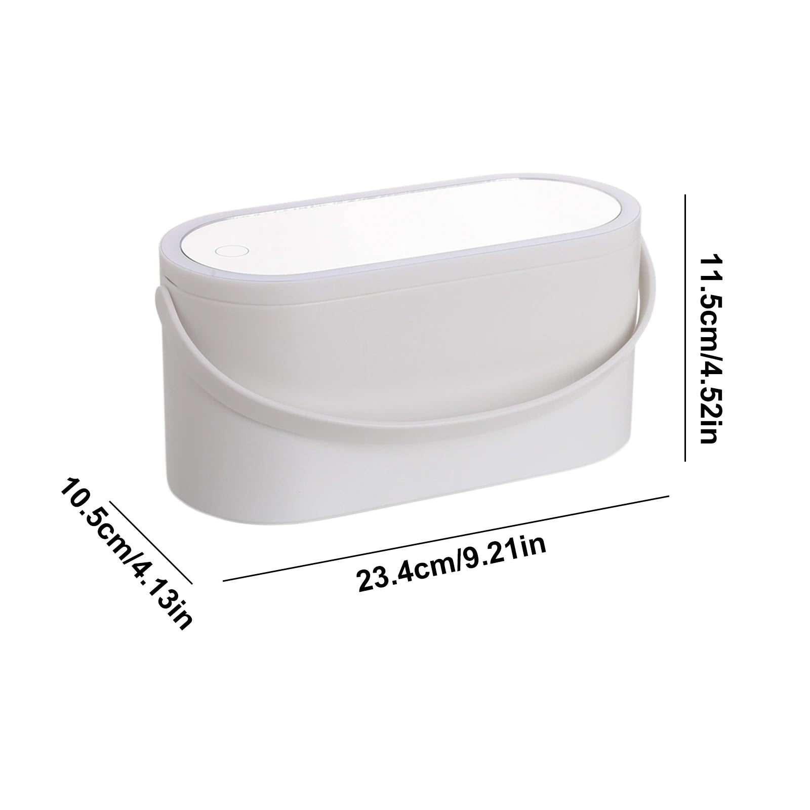 Portable makeup case with lighted mirror 