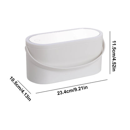 Portable makeup case with lighted mirror 
