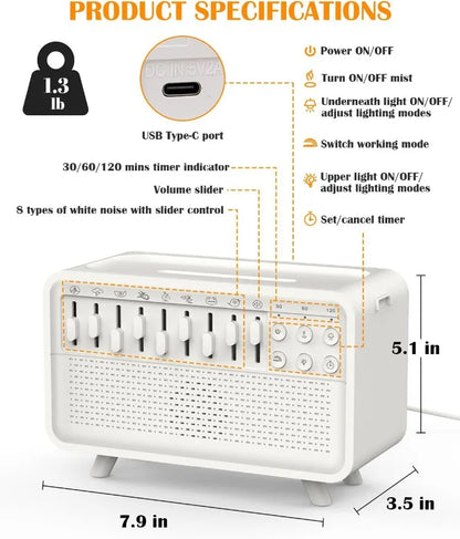 Bluetooth Noise Machine with Aroma Diffuser and Humidifier