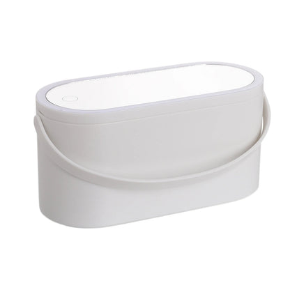 Portable makeup case with lighted mirror 