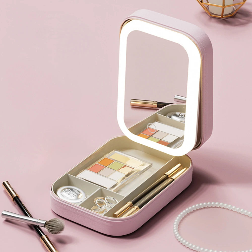 Makeup Storage Box With LED Light Portable
