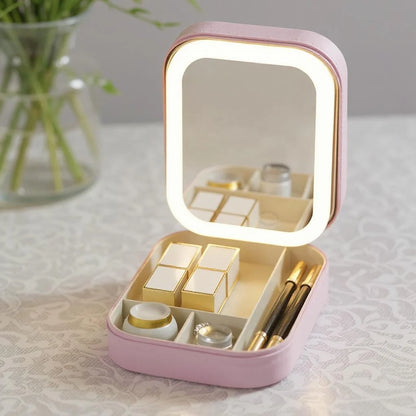 Makeup Storage Box With LED Light Portable