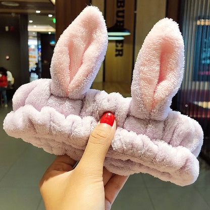 🎀 Soft Coral Fleece Bow Headband – Animal Ears & Turban Style 🎀