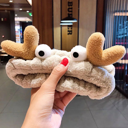 🎀 Soft Coral Fleece Bow Headband – Animal Ears & Turban Style 🎀