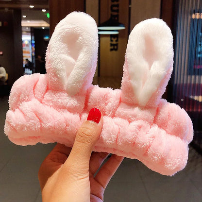 🎀 Soft Coral Fleece Bow Headband – Animal Ears & Turban Style 🎀