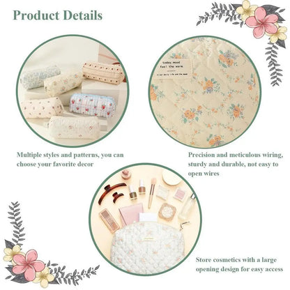 ✨ Cute Quilted Cotton Makeup Bag ✨